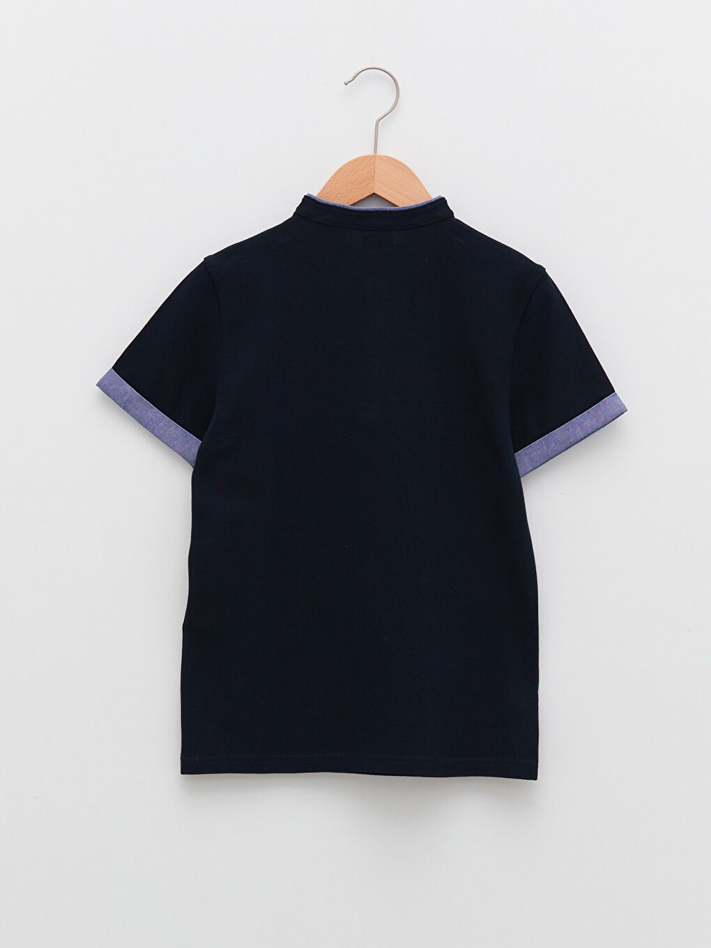 Lacivert Hakim Yaka Basic Kısa Kollu Erkek Çocuk Tişört-1