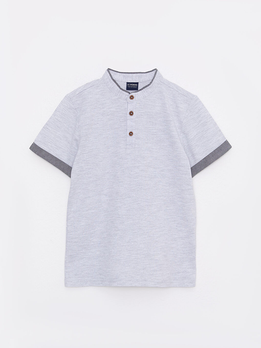 Gri Hakim Yaka Basic Kısa Kollu Erkek Çocuk Tişört