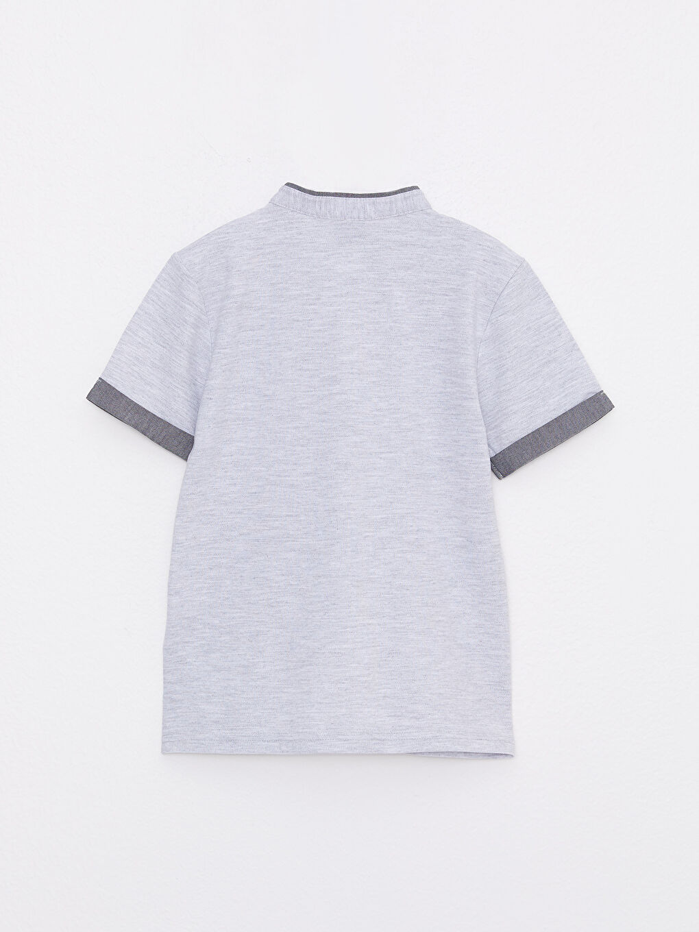 Gri Hakim Yaka Basic Kısa Kollu Erkek Çocuk Tişört-1