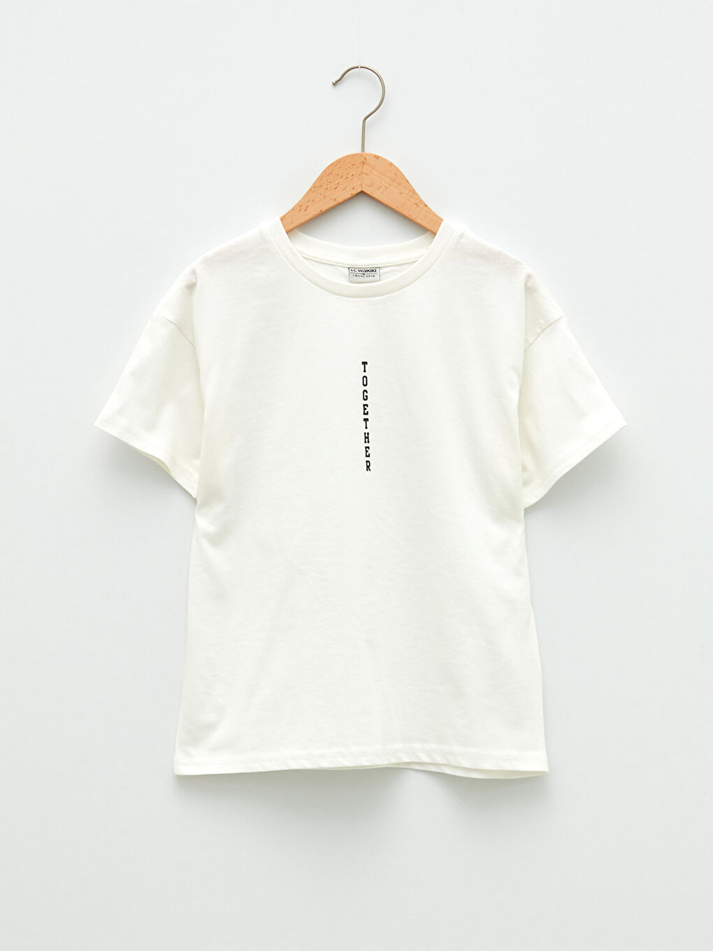 Ekru Bisiklet Yaka Baskılı Kısa Kollu Erkek Çocuk Tişört