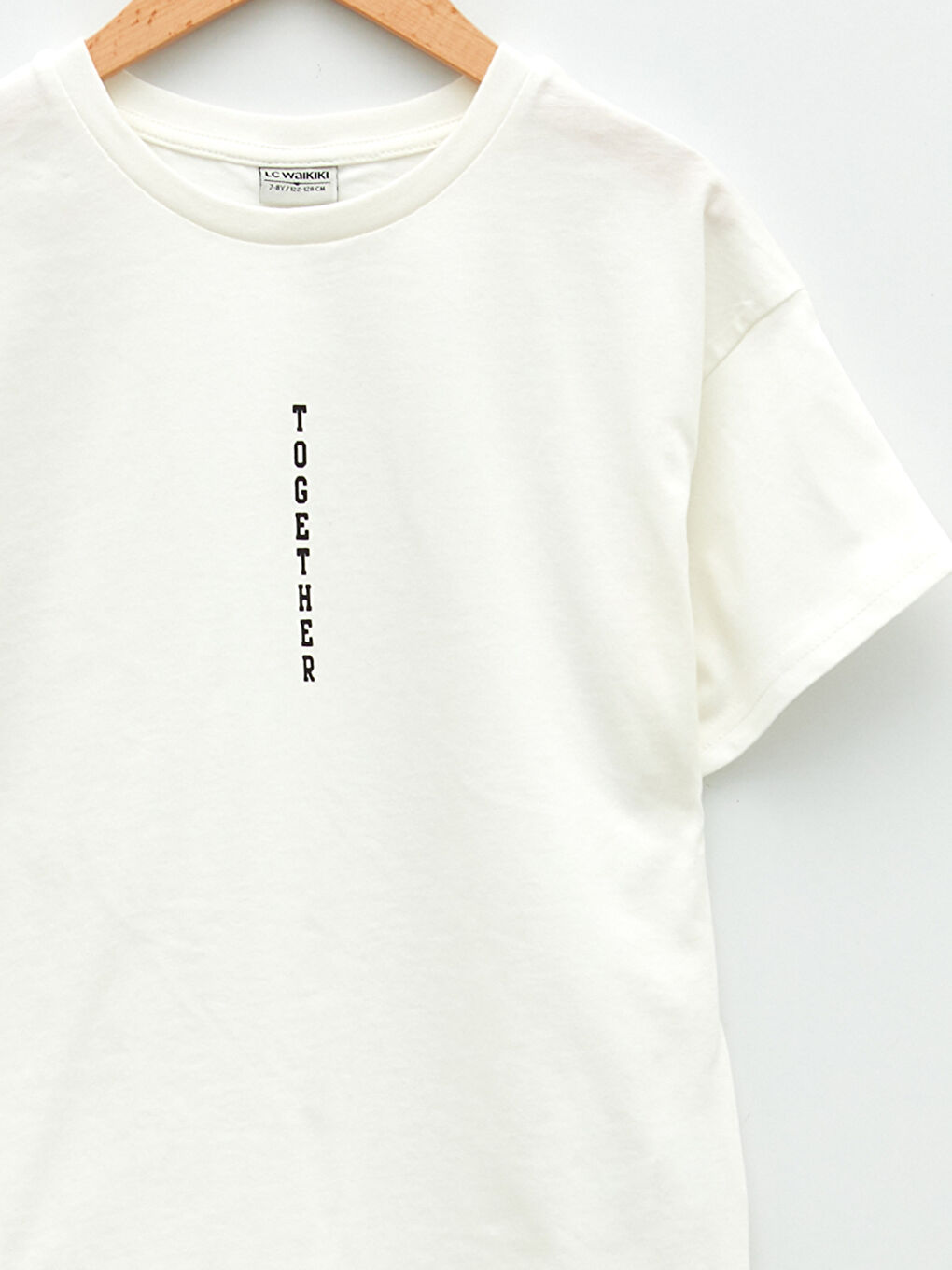 Ekru Bisiklet Yaka Baskılı Kısa Kollu Erkek Çocuk Tişört-2