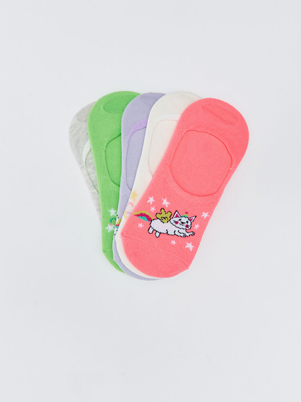 Patterned Girls' Invisible Socks 5 Pack