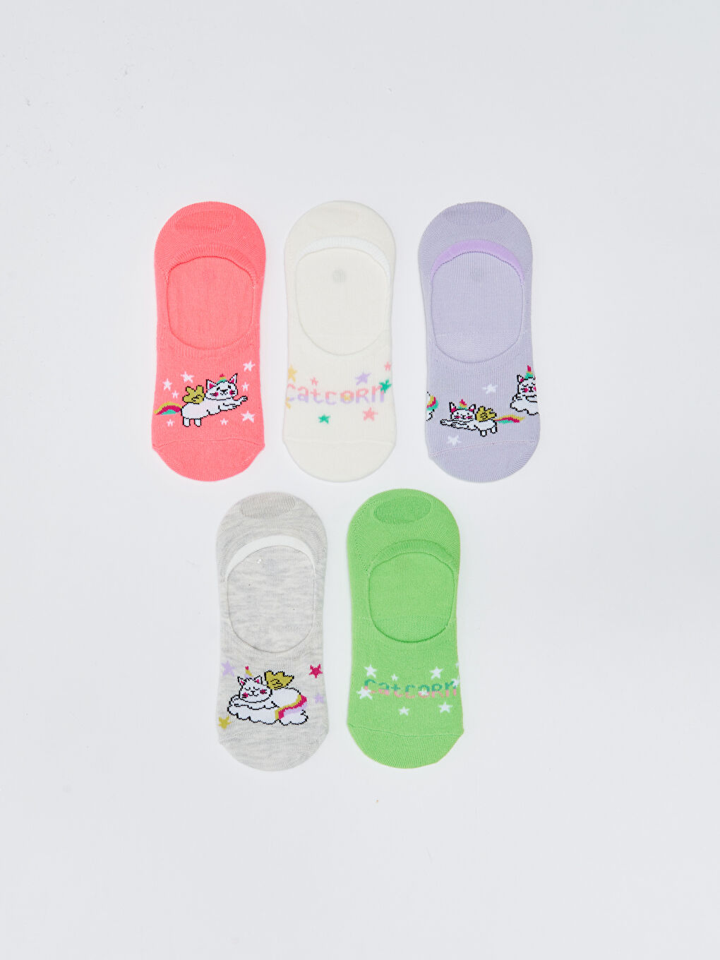 Patterned Girls' Invisible Socks 5 Pack-1