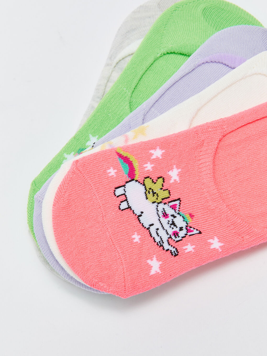 Patterned Girls' Invisible Socks 5 Pack-2