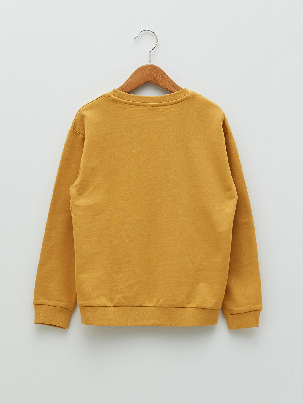 Sarı Bisiklet Yaka Baskılı Uzun Kollu Erkek Çocuk Sweatshirt-1