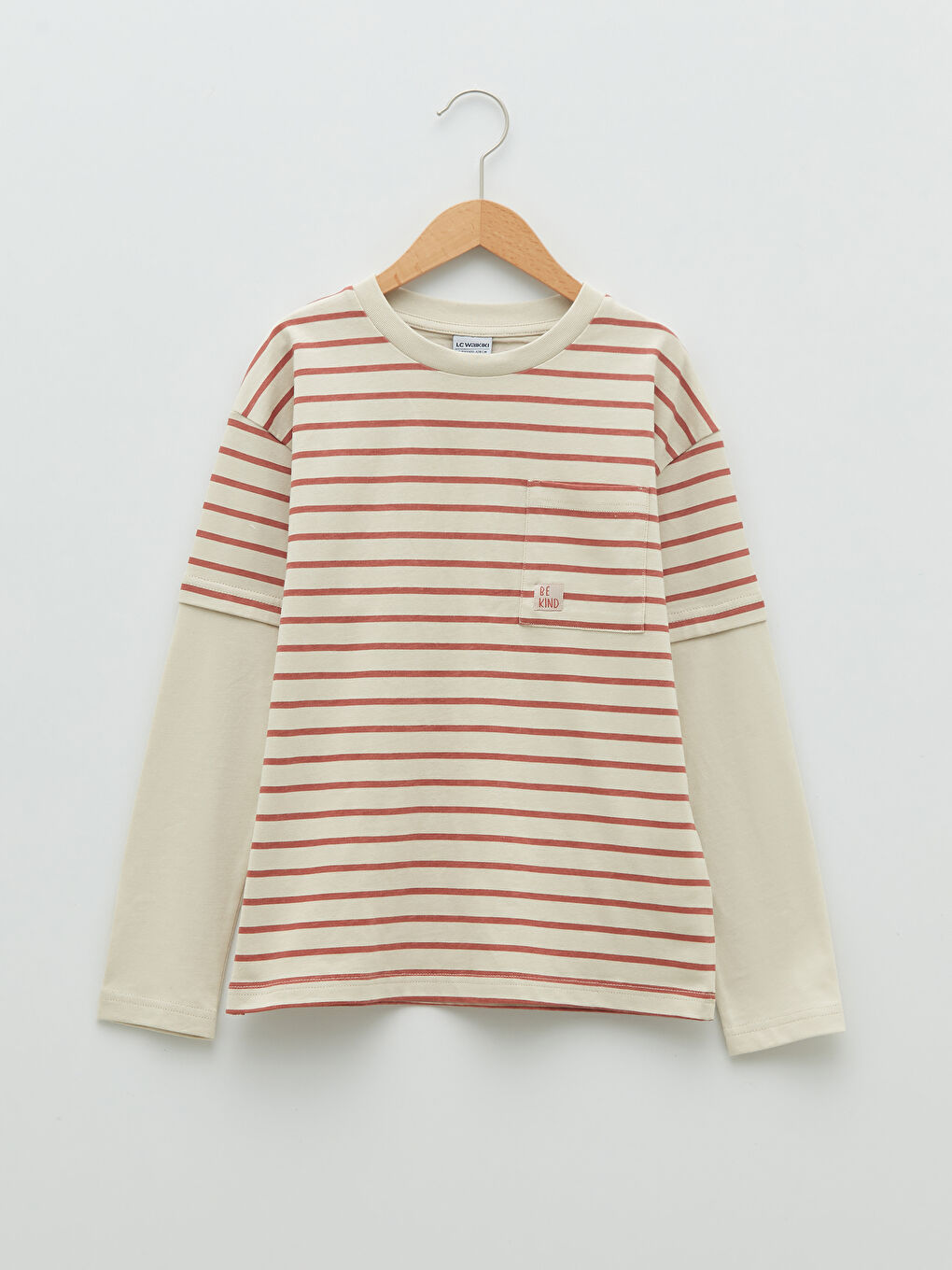 LCW Kids Тениска с кръгло деколте, раирана, с дълъг ръкав за момчета -S24572Z4-LF0