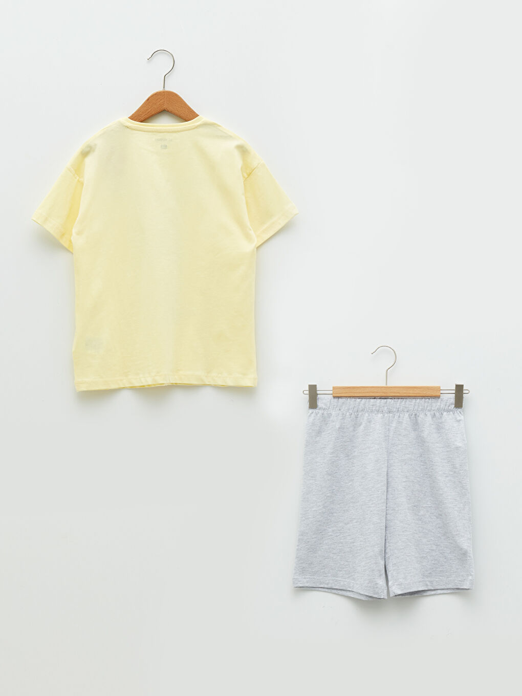 Sarı Bisiklet Yaka Baskılı Kısa Kollu Erkek Çocuk Şortlu Pijama Takımı-1