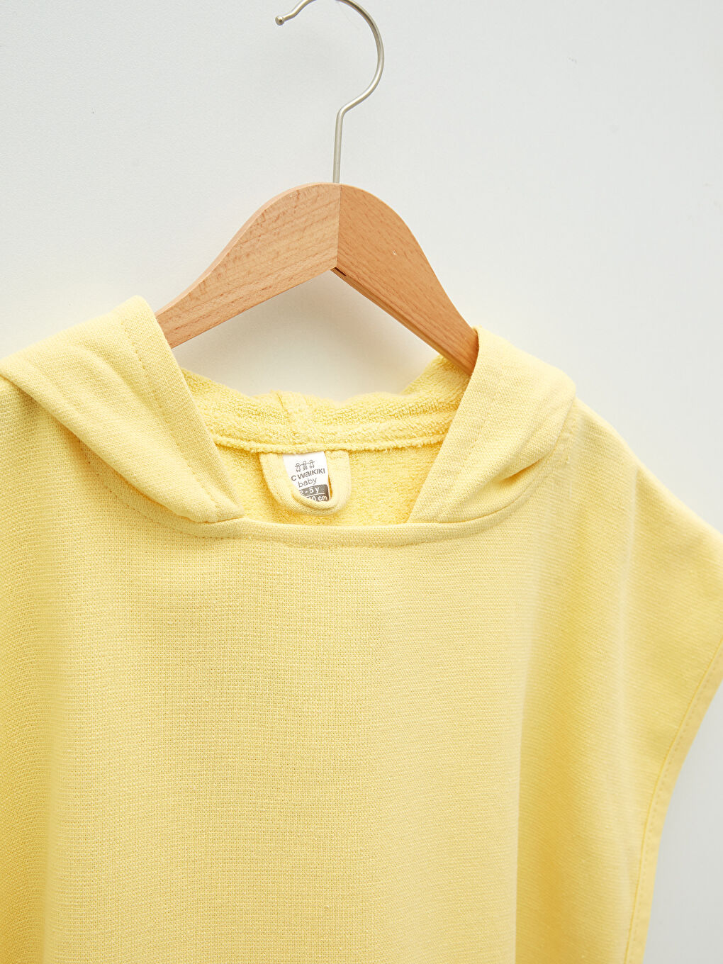 Sarı Kapüşonlu Uzun Kollu Basic Erkek Bebek Bornoz-1