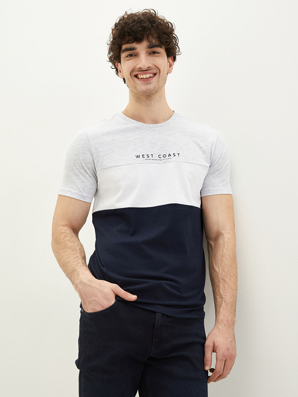 Crew Neck Short Sleeve Color Block Jersey Men's T-Shirt -S24699Z8-HRZ