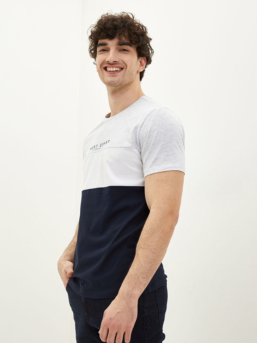 Crew Neck Short Sleeve Color Block Jersey Men's T-Shirt -S24699Z8-HRZ