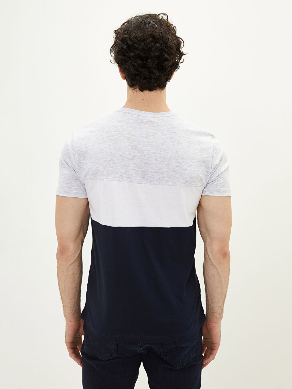 Crew Neck Short Sleeve Color Block Jersey Men's T-Shirt -S24699Z8-HRZ