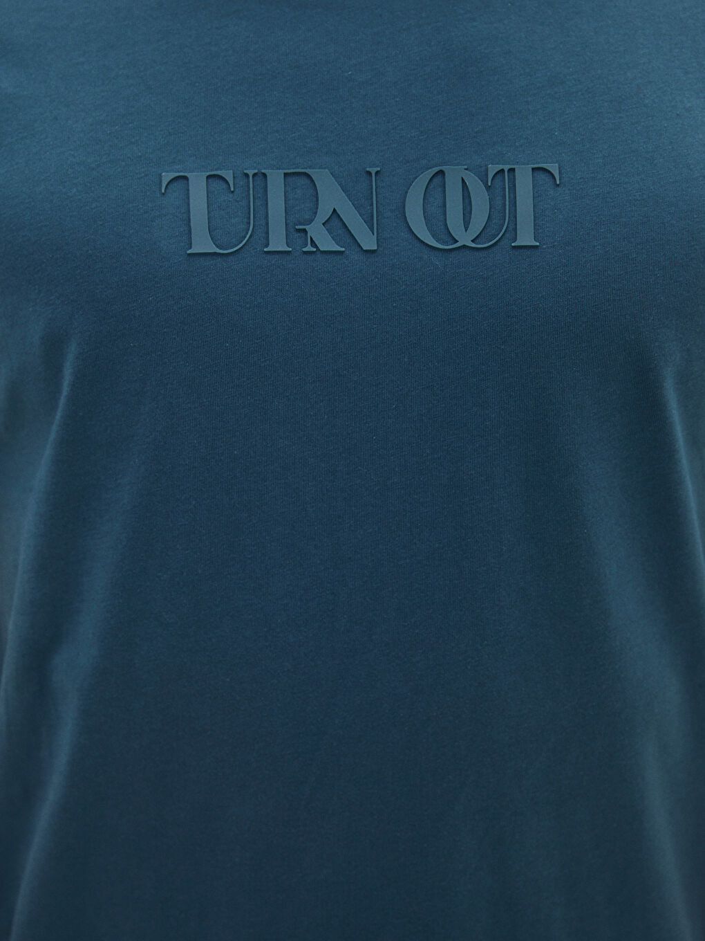 Petrol Bisiklet Yaka Kısa Kollu Baskılı Penye Erkek Tişört-3