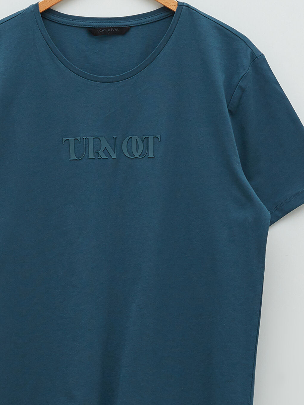 Petrol Bisiklet Yaka Kısa Kollu Baskılı Penye Erkek Tişört-7