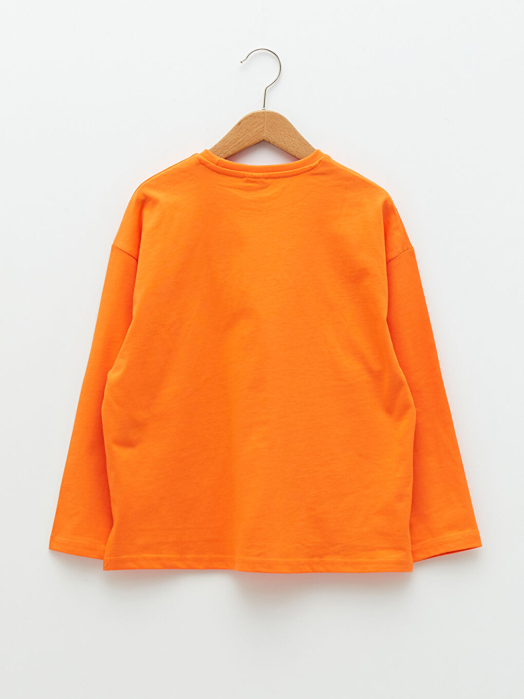 Turuncu Bisiklet Yaka Baskılı Uzun Kollu Erkek Çocuk Tişört-1