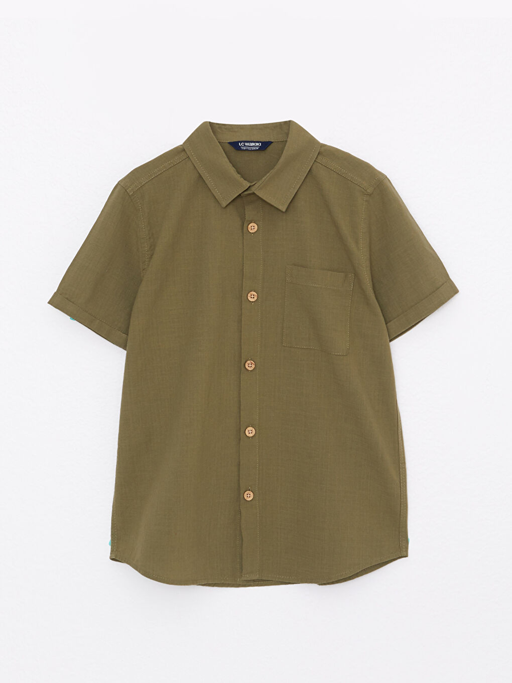 Haki Basic Kısa Kollu Poplin Erkek Çocuk Gömlek