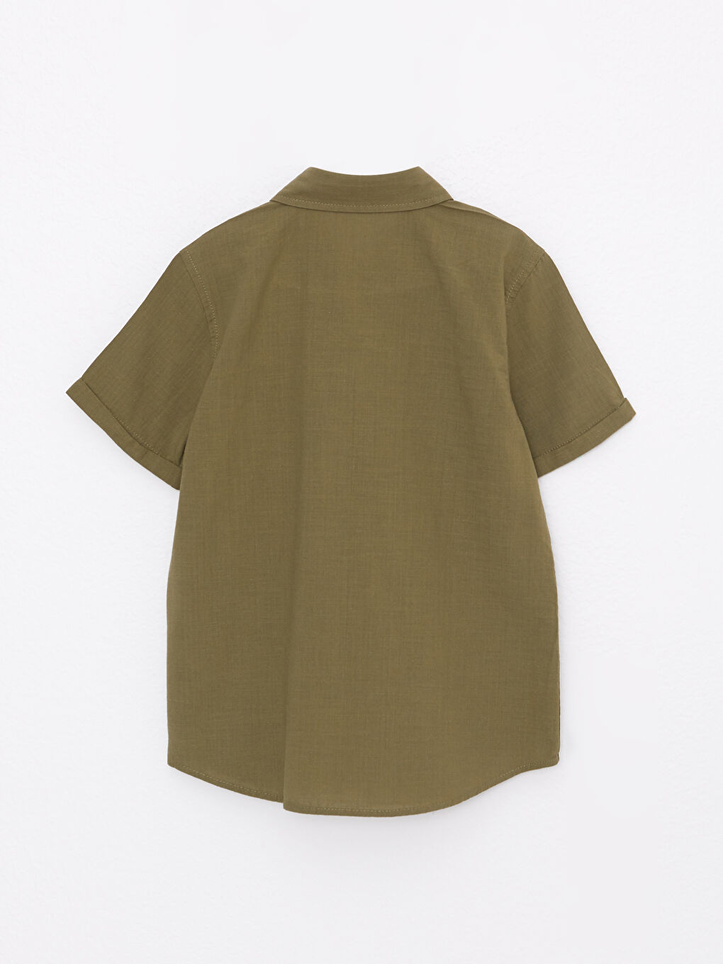 Haki Basic Kısa Kollu Poplin Erkek Çocuk Gömlek-1