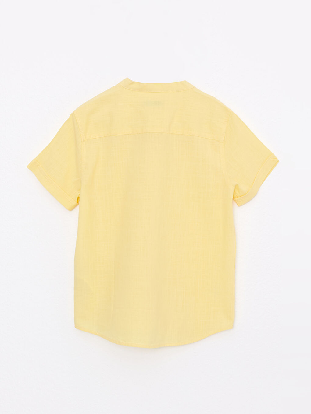 Sarı Hakim Yaka Basic Kısa Kollu Poplin Erkek Çocuk Gömlek-1