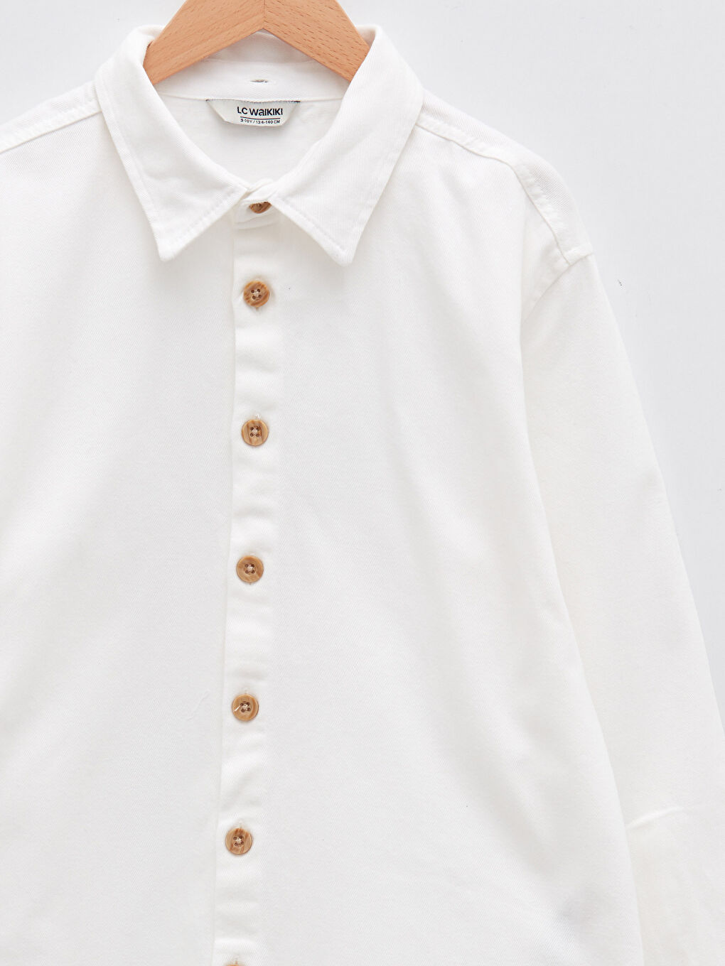 Ekru Kapüşonlu Baskılı Uzun Kollu Gabardin Erkek Çocuk Gömlek-3