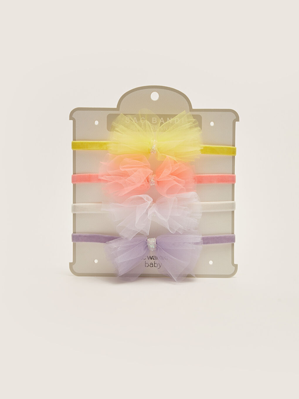 Sarı Tüy Detaylı Saç Bandı Kız Bebek 4'lü