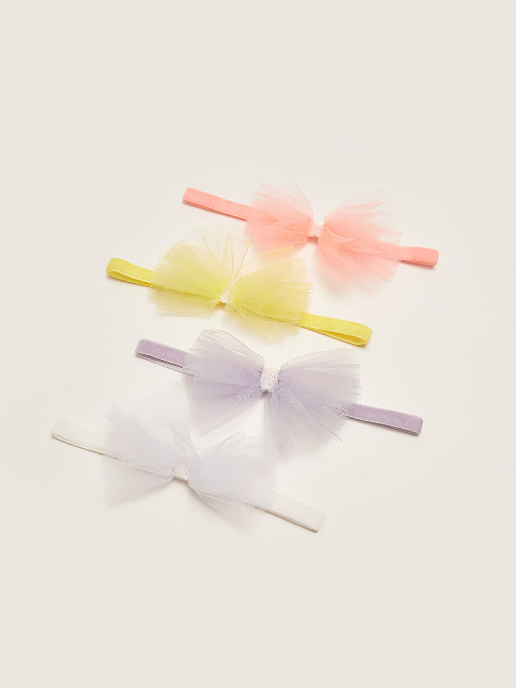 Sarı Tüy Detaylı Saç Bandı Kız Bebek 4'lü-1