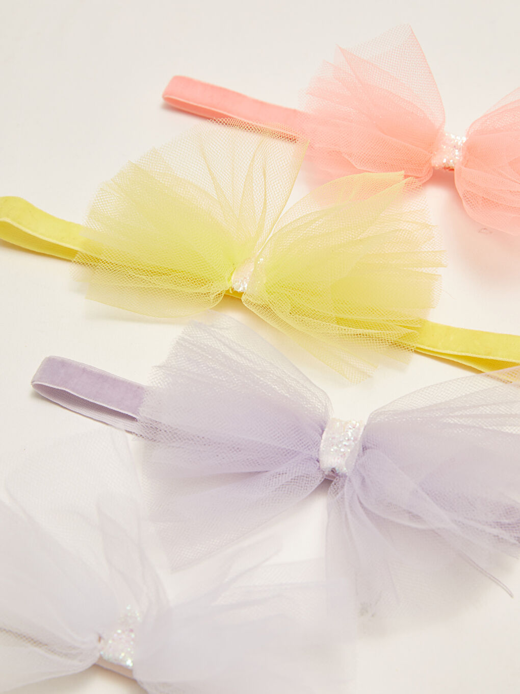 Sarı Tüy Detaylı Saç Bandı Kız Bebek 4'lü-2