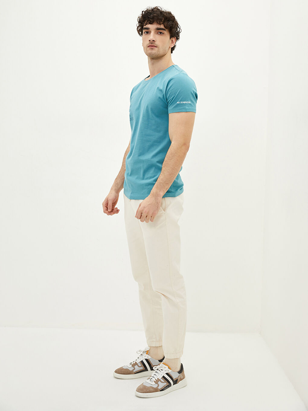 Tricou pentru Bărbați cu Guler Rotund, Mânecă Scurtă, Imprimat, din Bumbac Pieptănat-2