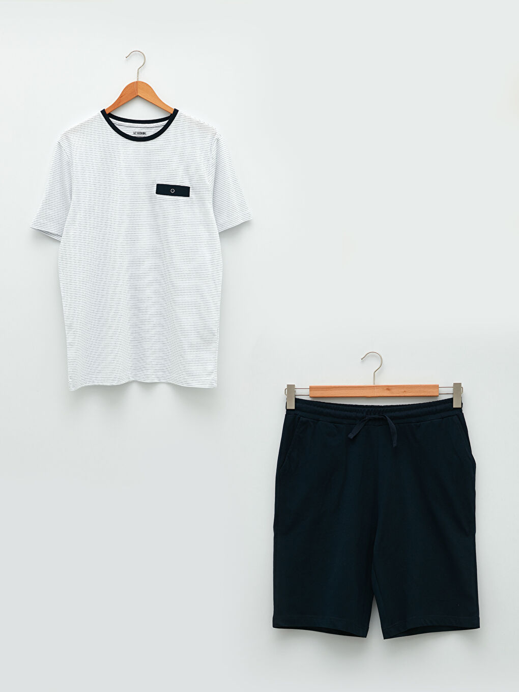 Lacivert Standart Kalıp Erkek Şortlu Pijama Takımı-6