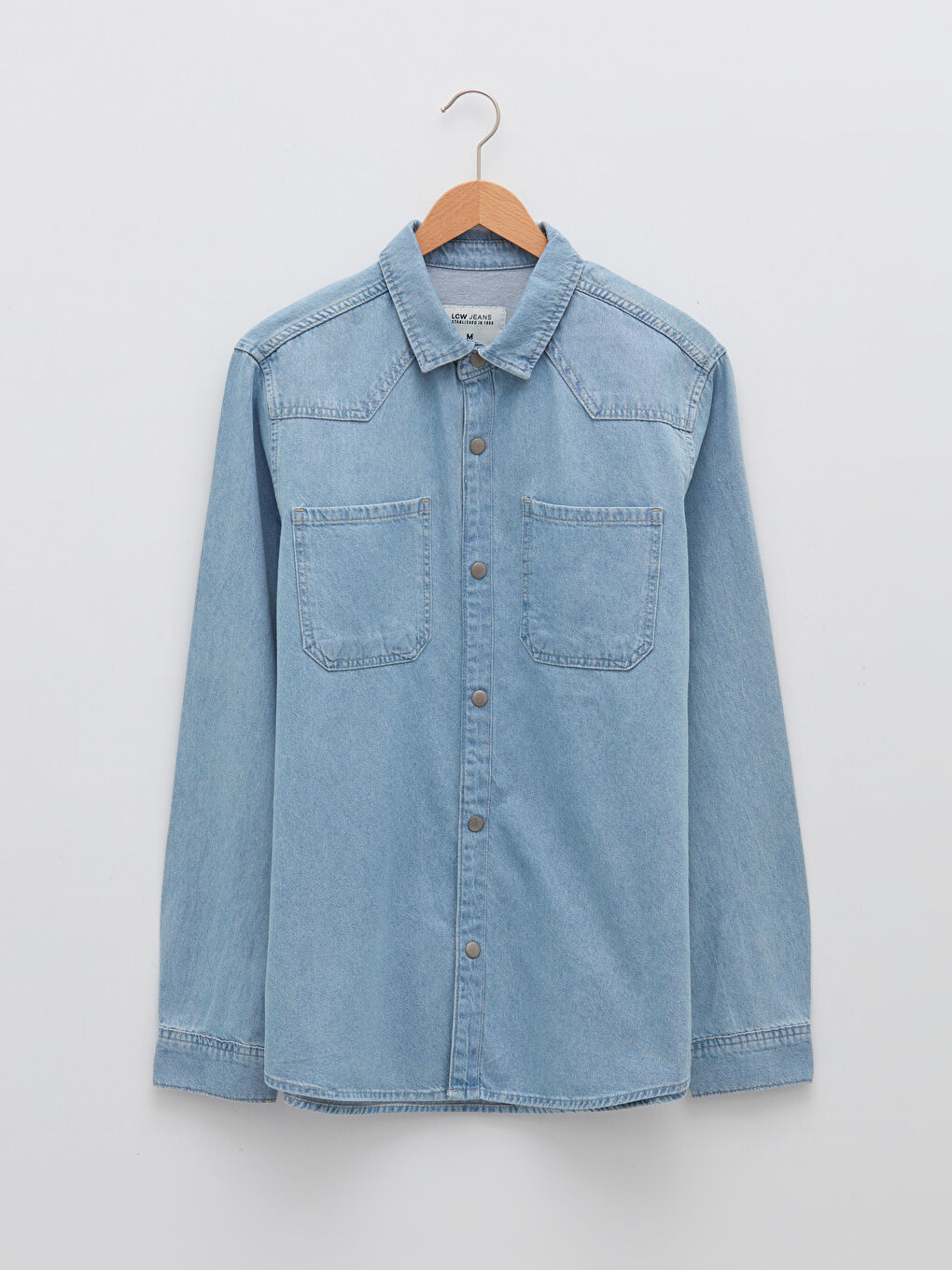 Regular Fit Long Sleeve Men's Denim Shirt-5