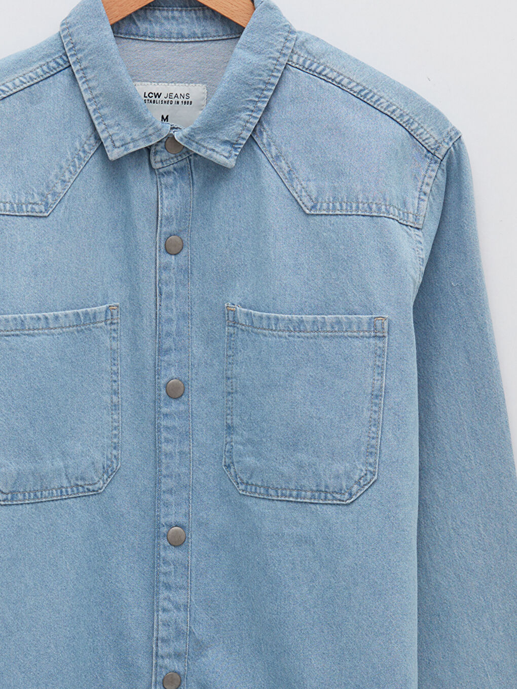 Regular Fit Long Sleeve Men's Denim Shirt-7