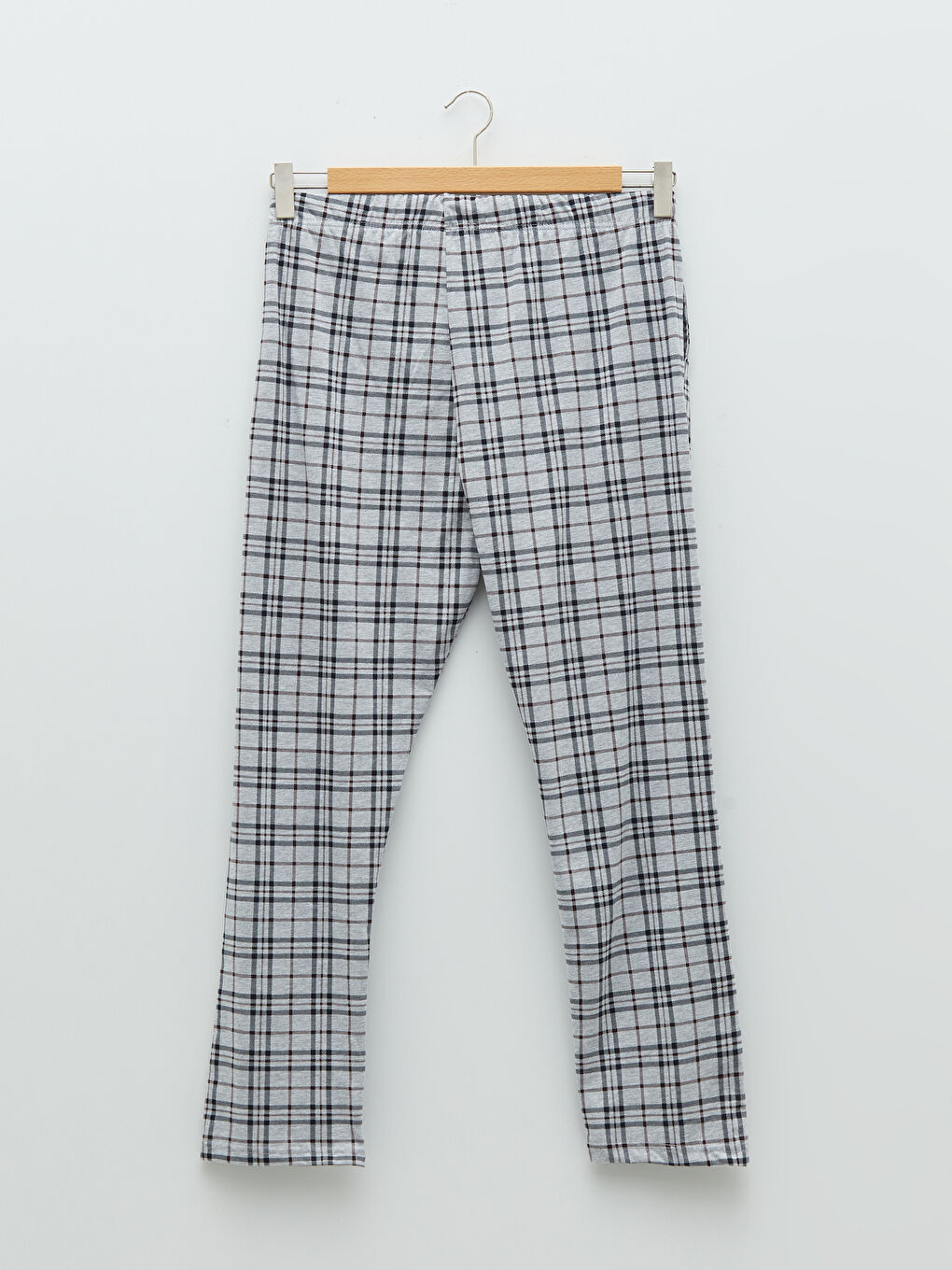 Gri Standart Kalıp Ekose Erkek Pijama Takımı-9