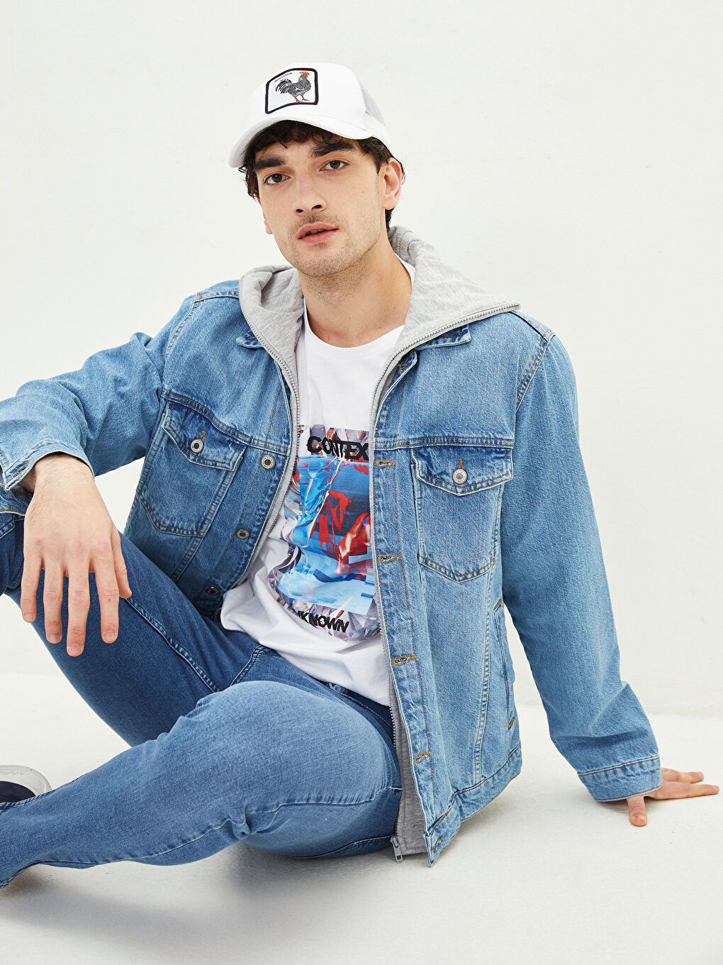 Regular Fit Jeansjacke Für Herren Mit Kapuze