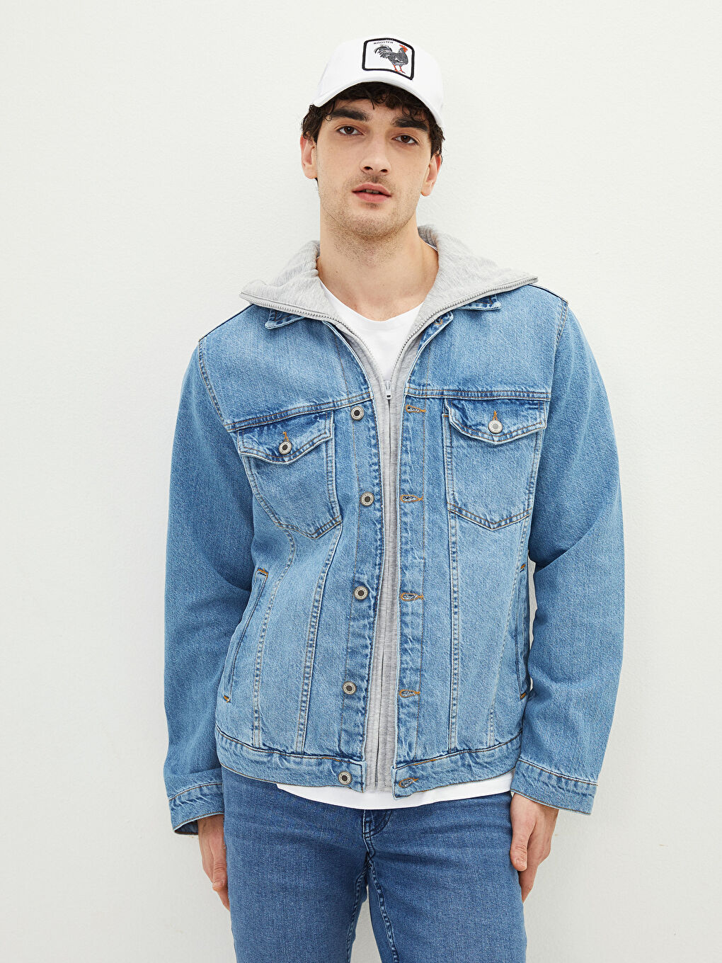 Regular Fit Jeansjacke Für Herren Mit Kapuze-1