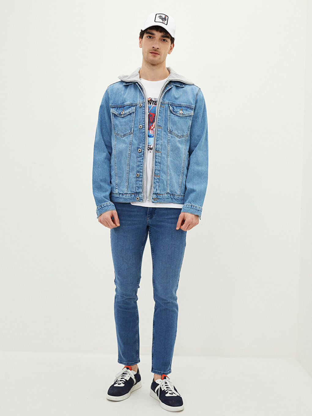 Regular Fit Jeansjacke Für Herren Mit Kapuze-2