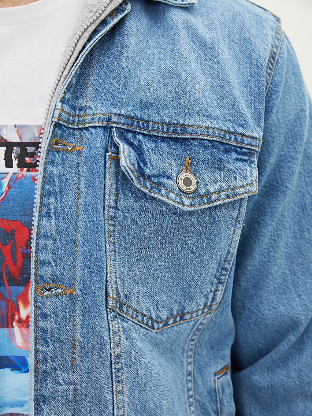 Regular Fit Jeansjacke Für Herren Mit Kapuze-3