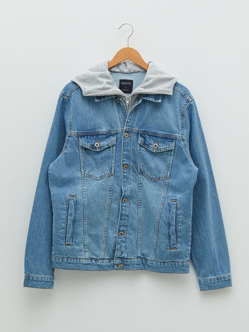 Regular Fit Jeansjacke Für Herren Mit Kapuze-5