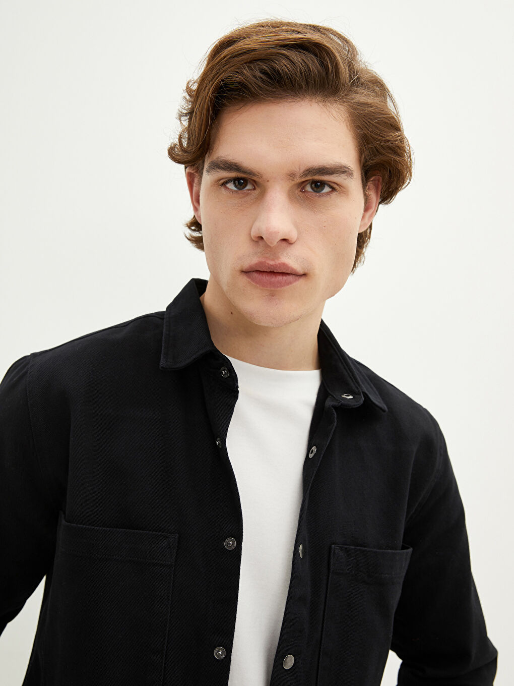 Siyah Standart Kalıp Uzun Kollu Erkek Jean Ceket-3