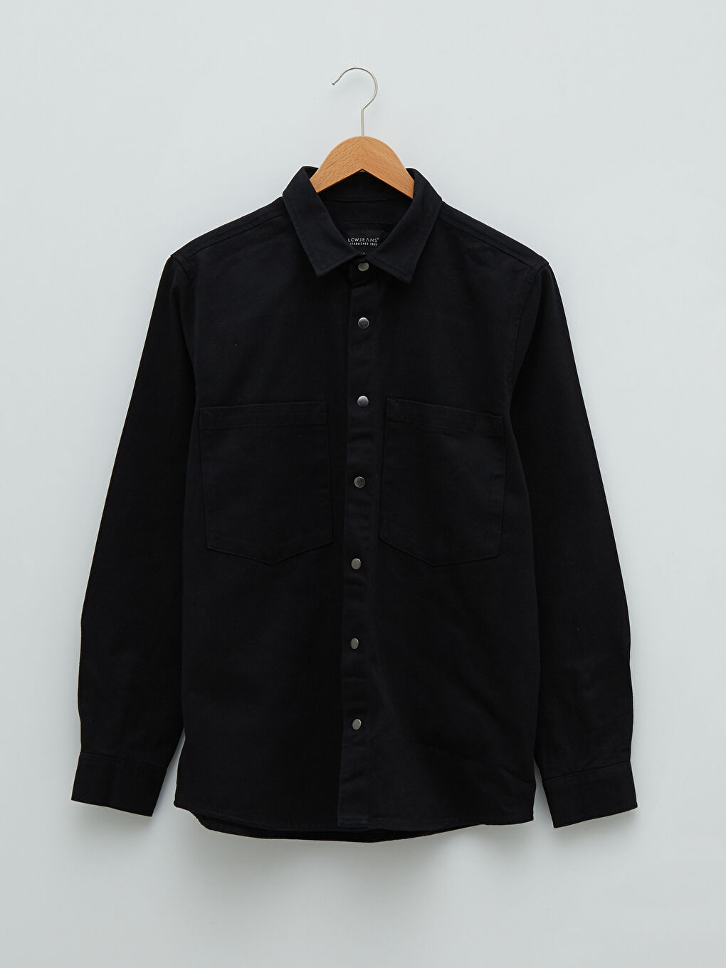 Siyah Standart Kalıp Uzun Kollu Erkek Jean Ceket-6