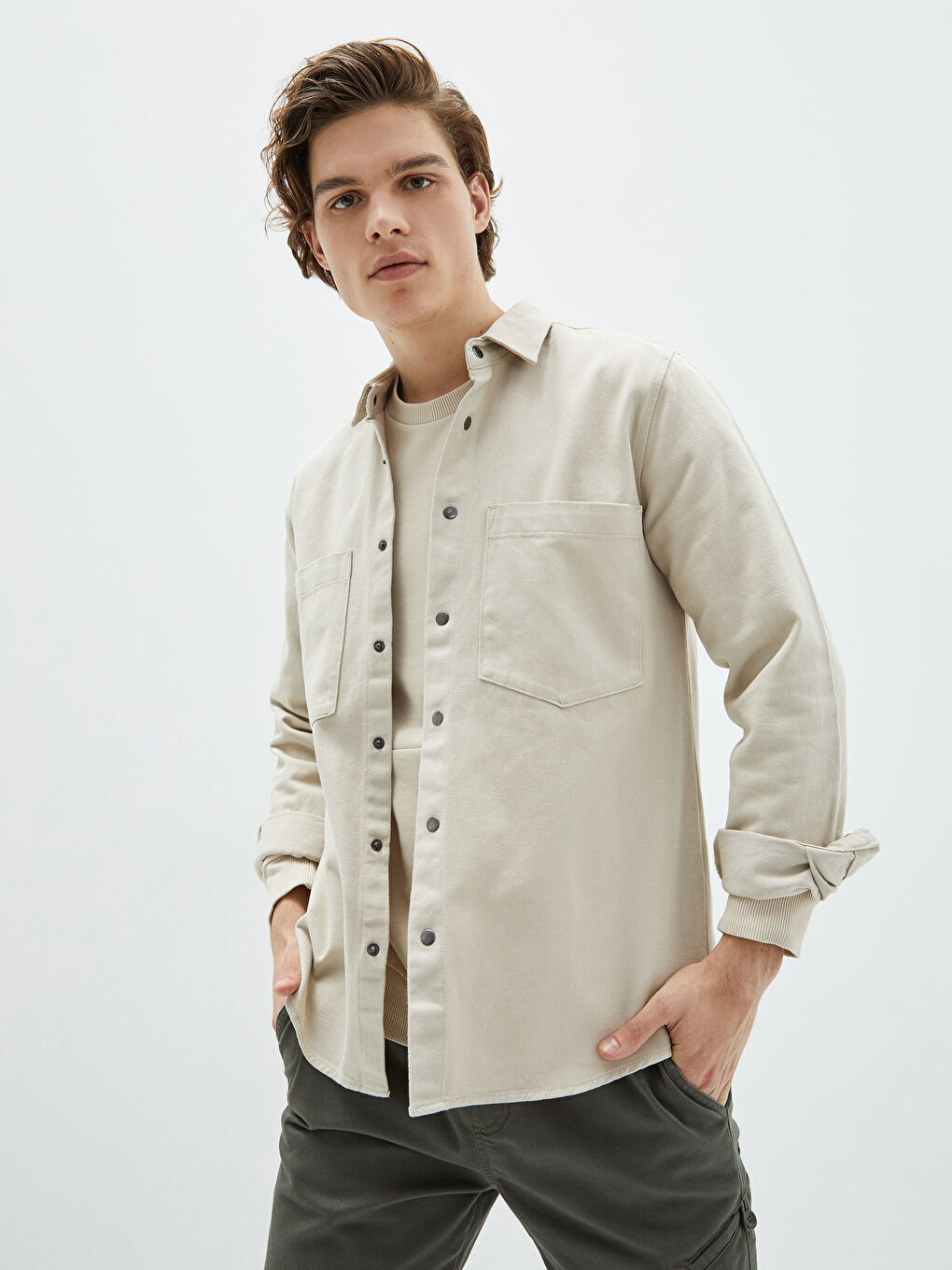 Standard Fit Long Sleeve Men's Jean Jacket-1