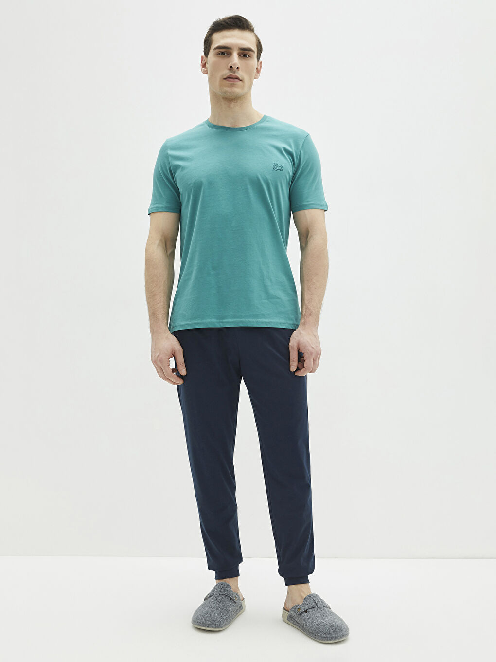 Lacivert Standart Kalıp Erkek Pijama Takımı-2