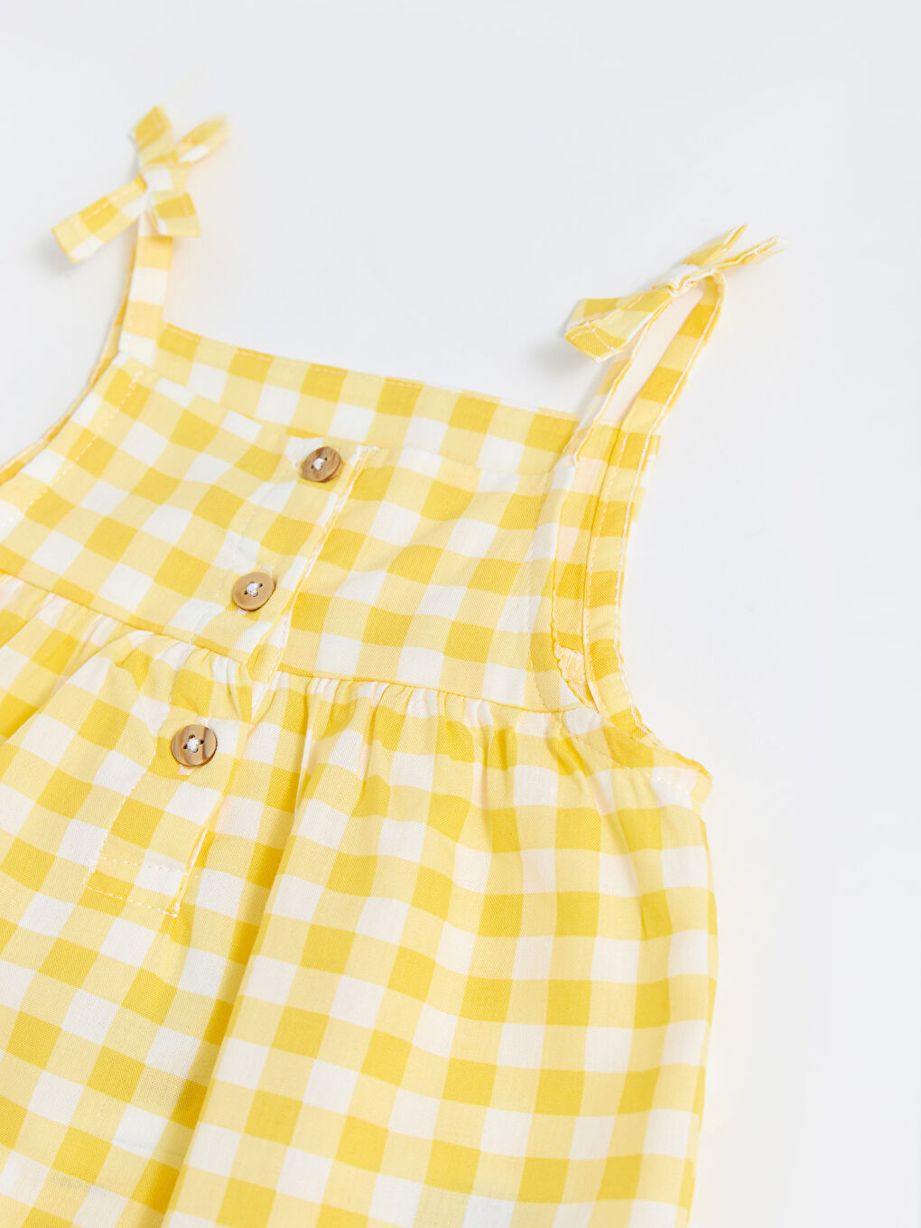 Square Collar Strappy Plaid Pattern Baby Girls' Dungarees-5