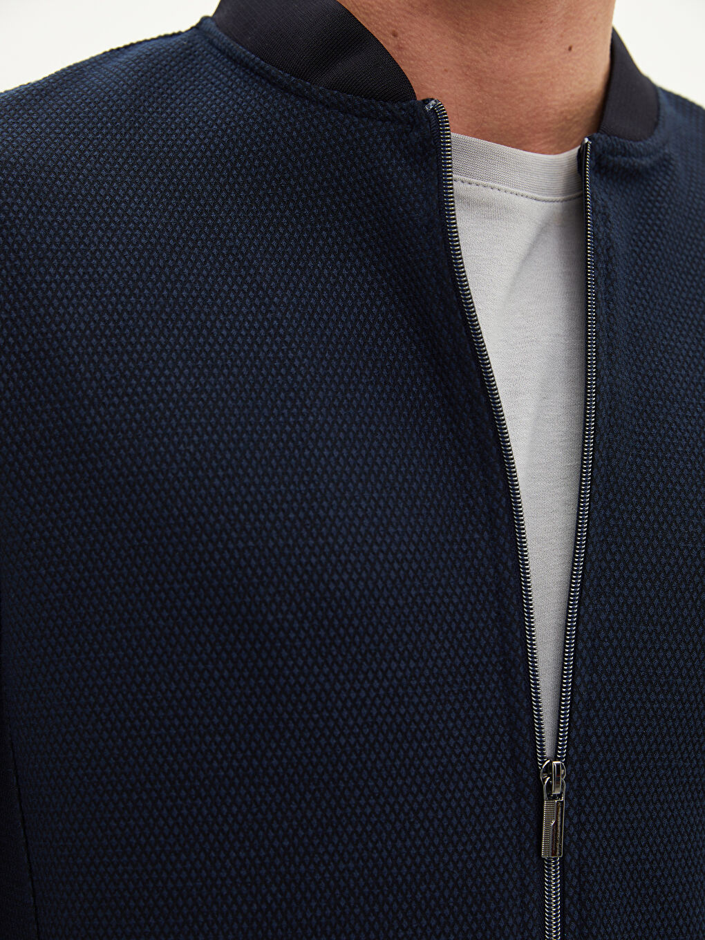 Lacivert Slim Fit Kolej Yaka Erkek Hırka-3