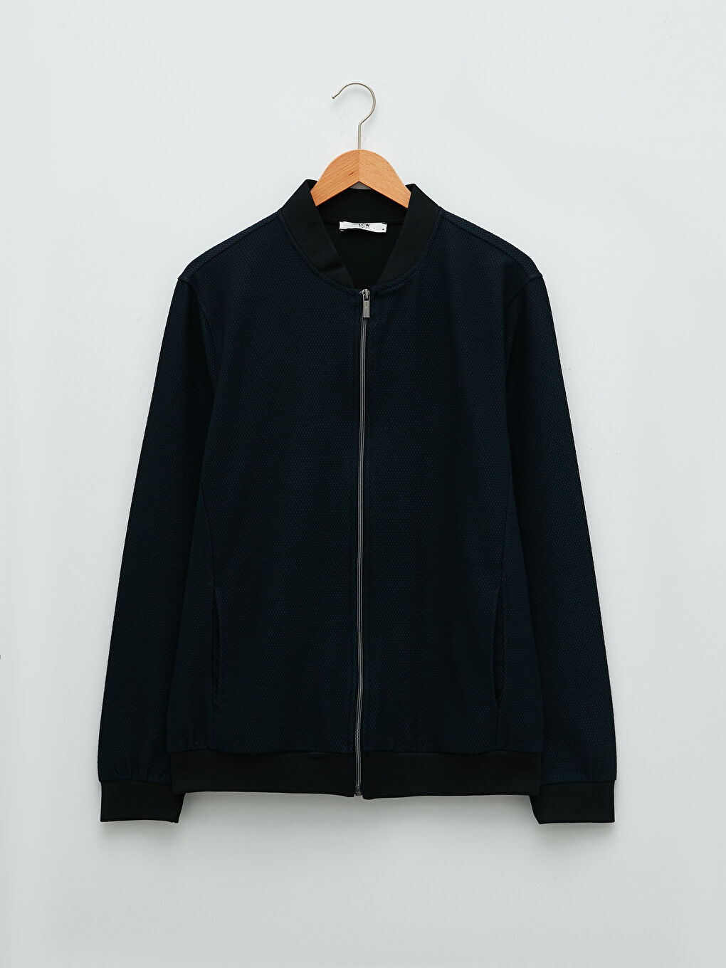 Lacivert Slim Fit Kolej Yaka Erkek Hırka-5