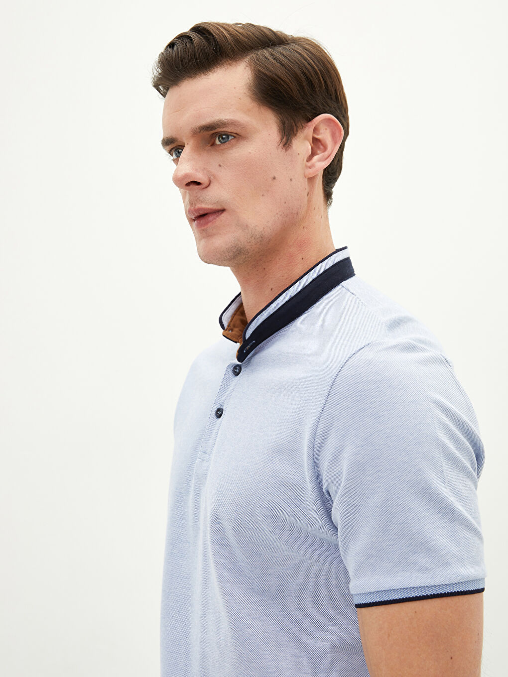 Grandad Collar and Short Sleeve Pique T-Shirt-2