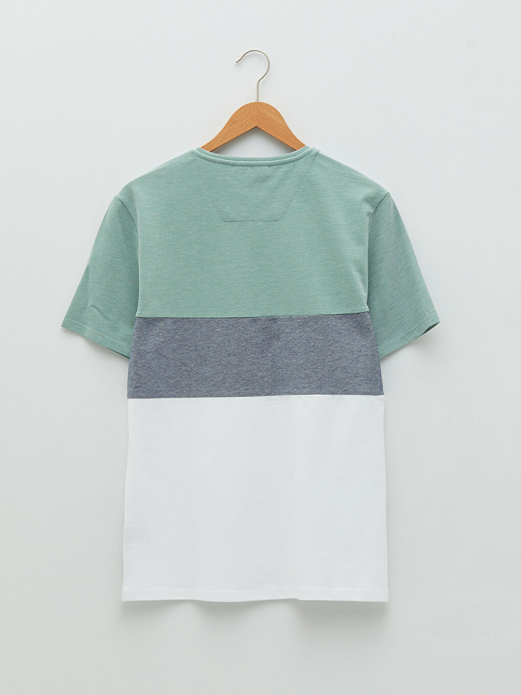 Yeşil Bisiklet Yaka Kısa Kollu Renk Bloklu Pike Erkek Tişört-6