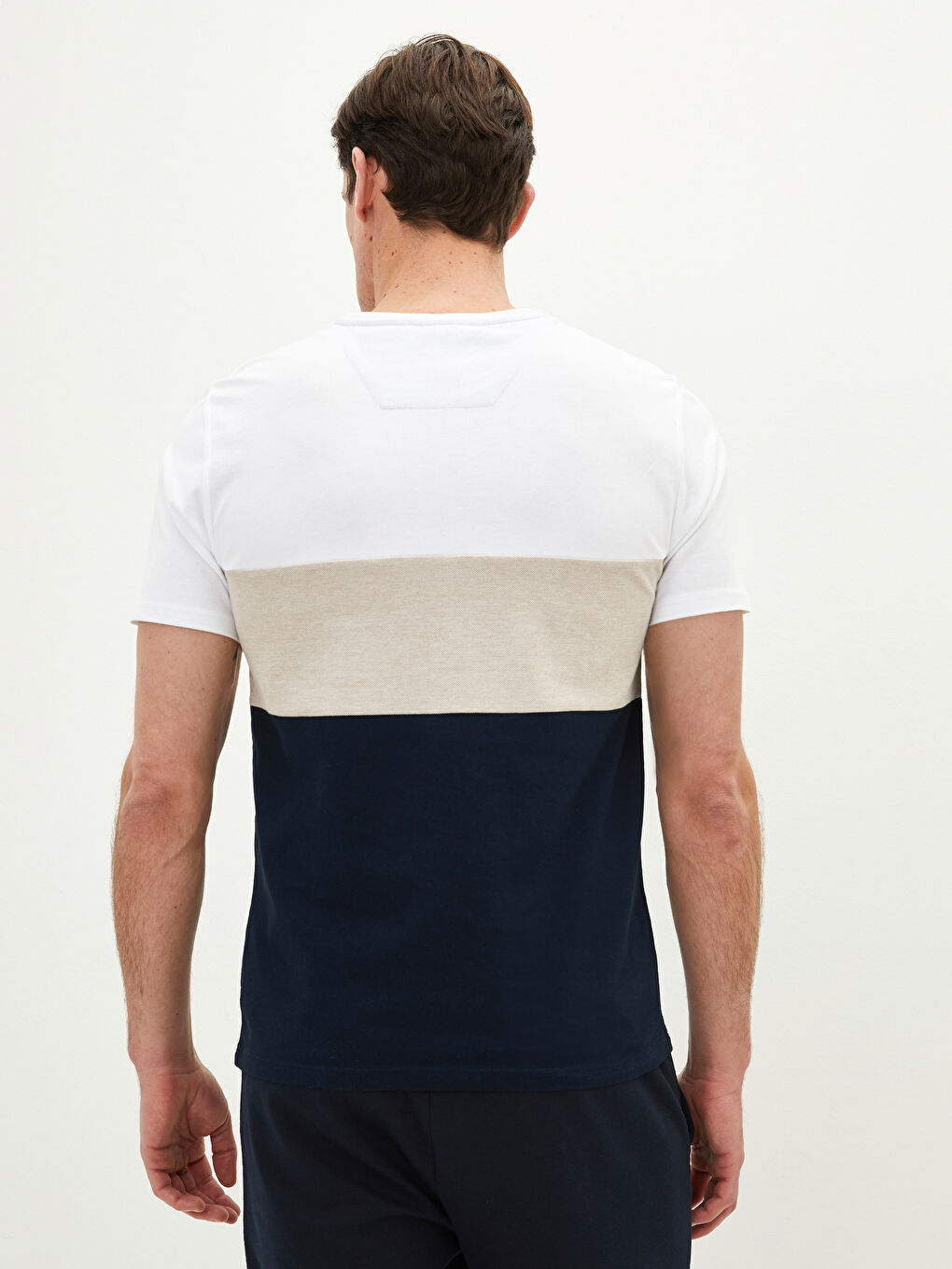 Crew Neck Short Sleeve Color Block Piqué Men's T-Shirt-4