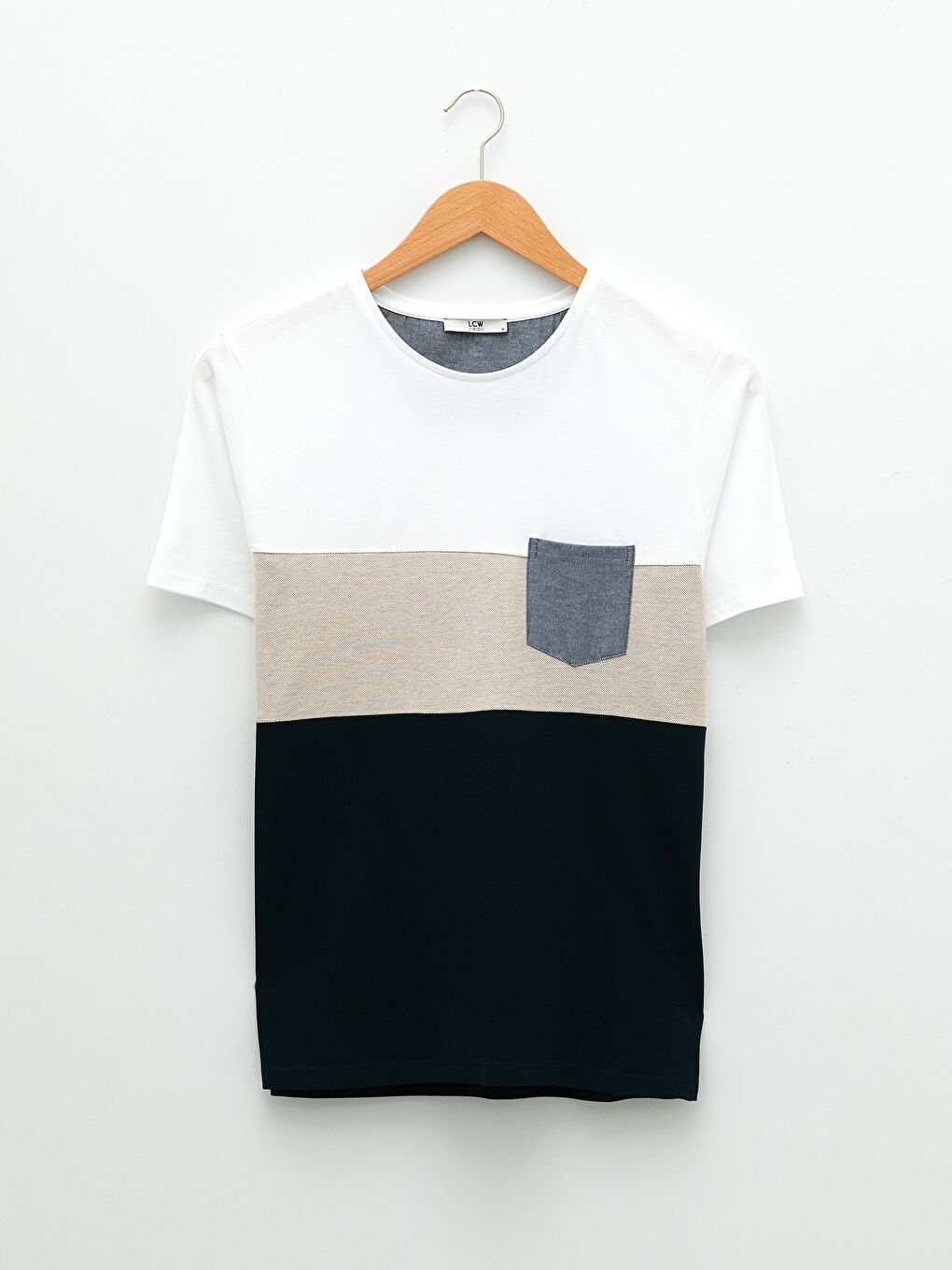 Crew Neck Short Sleeve Color Block Piqué Men's T-Shirt-5