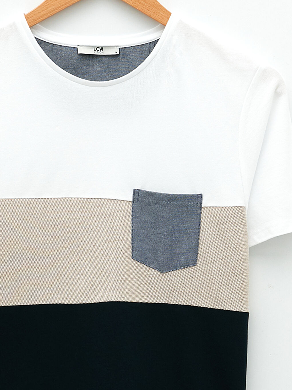 Crew Neck Short Sleeve Color Block Piqué Men's T-Shirt-7