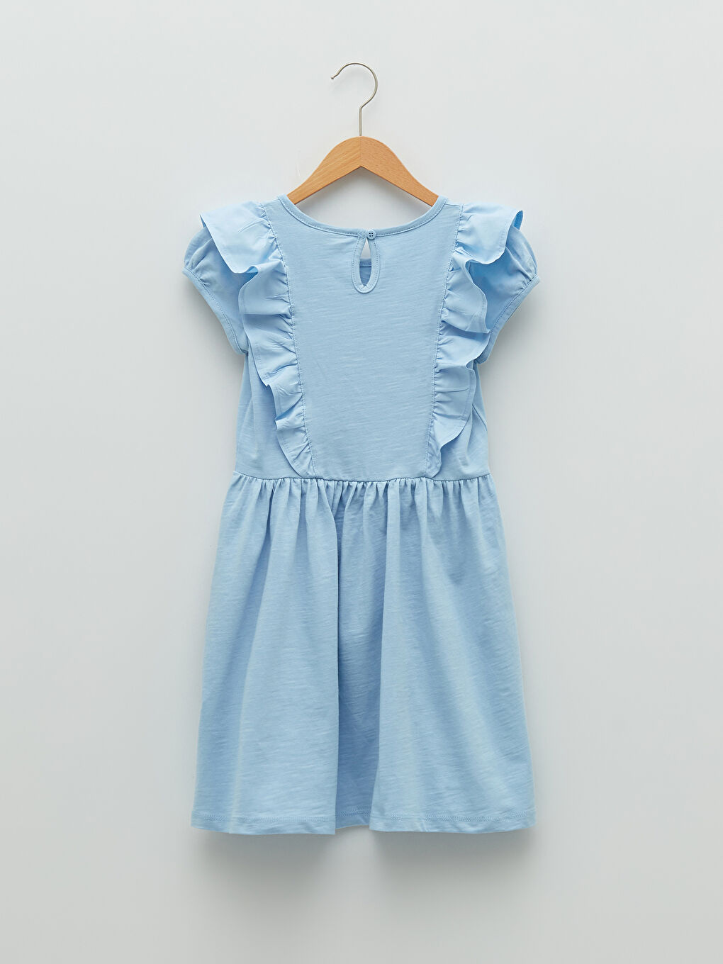 Mavi Bisiklet Yaka Basic Kısa Kollu Pamuklu Kız Çocuk Elbise-1