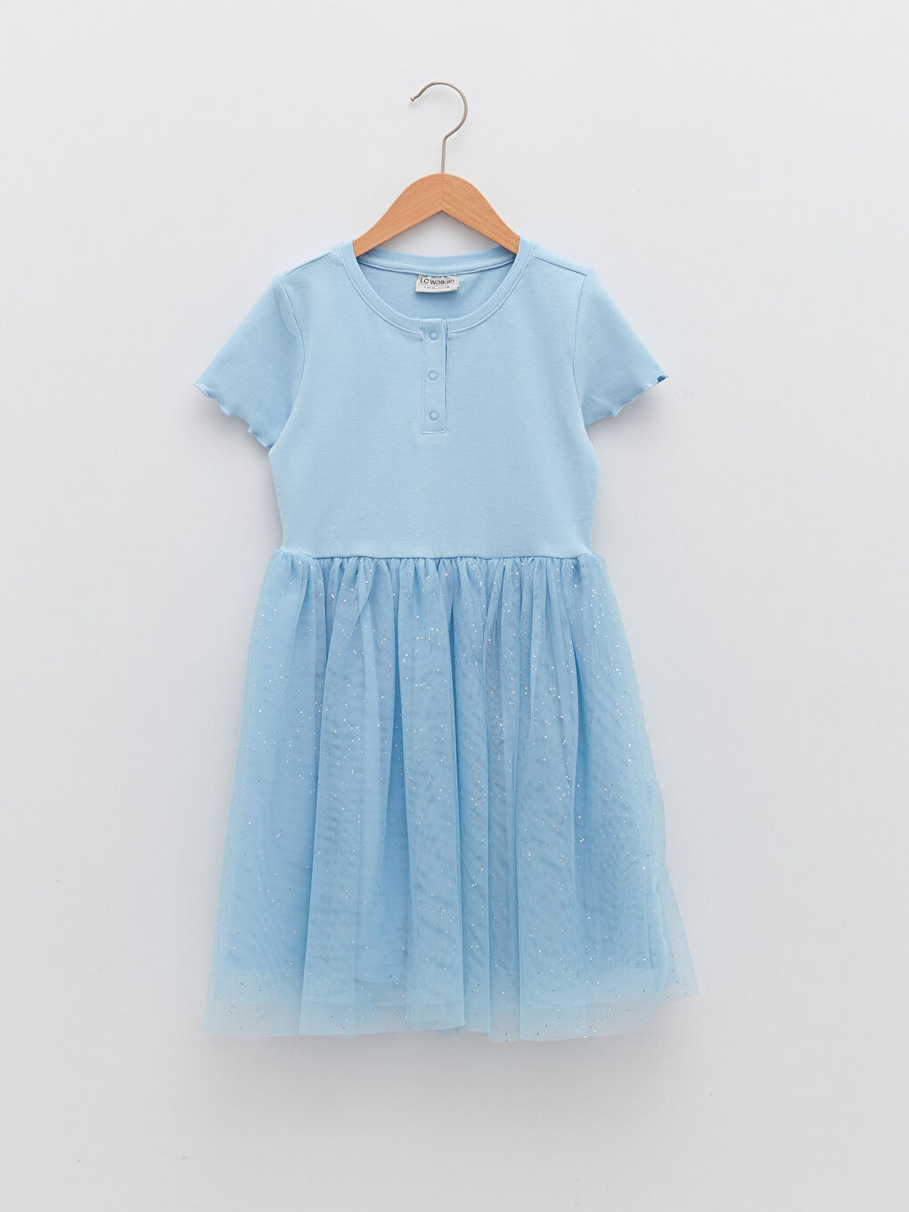 Mavi Bisiklet Yaka Basic Kısa Kollu Kız Çocuk Elbise