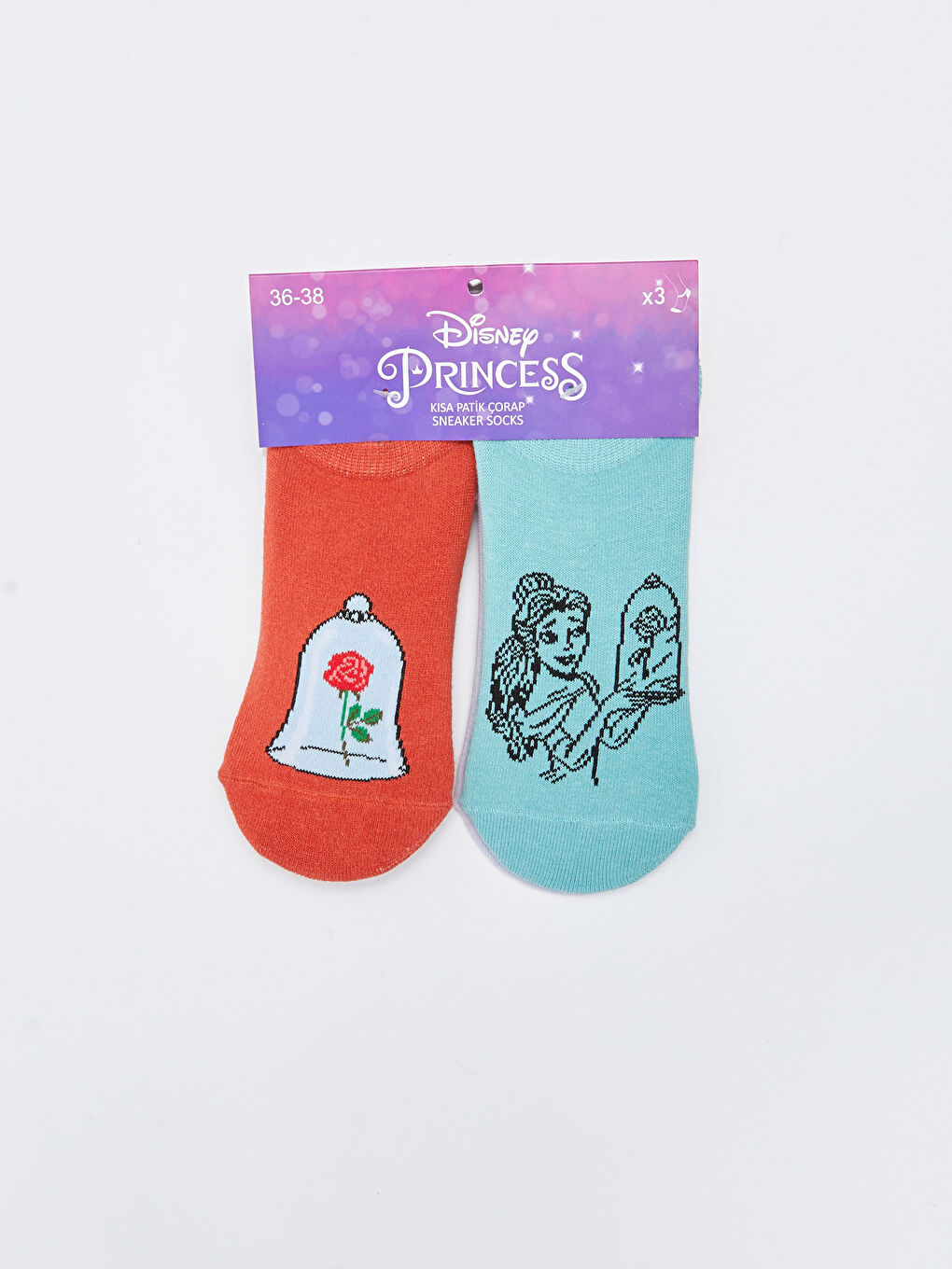 LCW DREAM Rapunzel Printed Women's Booties Socks 3 Pack -S24904Z8-J1B